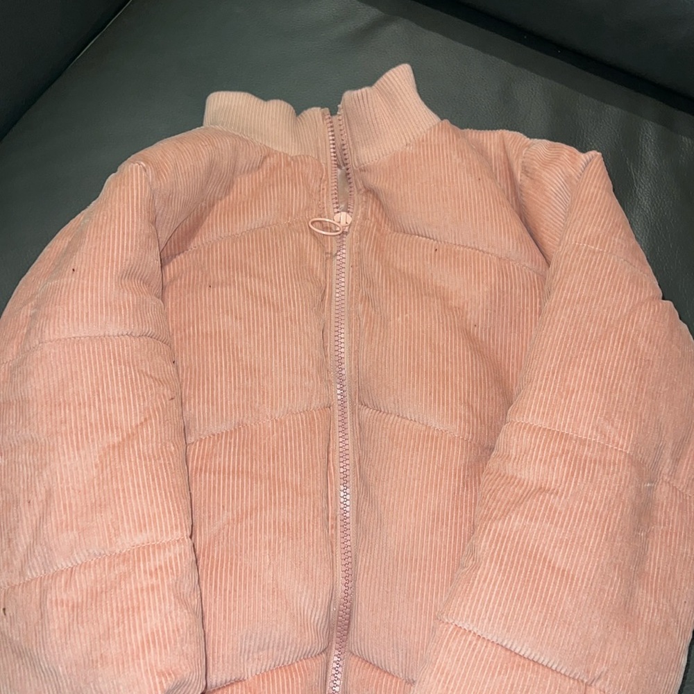 Corduroy Pink Puffer Jacket